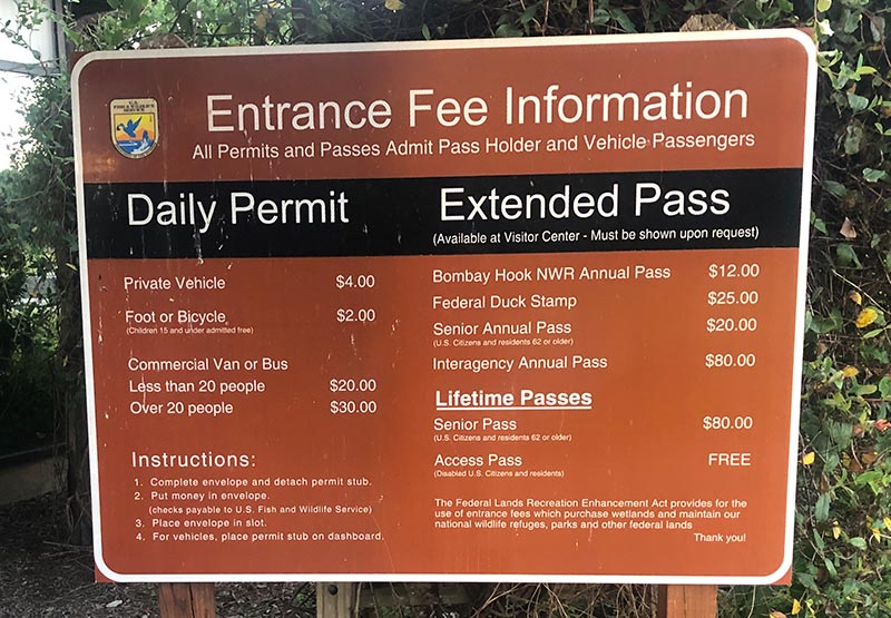 Bombay Hook NWR entrance fees