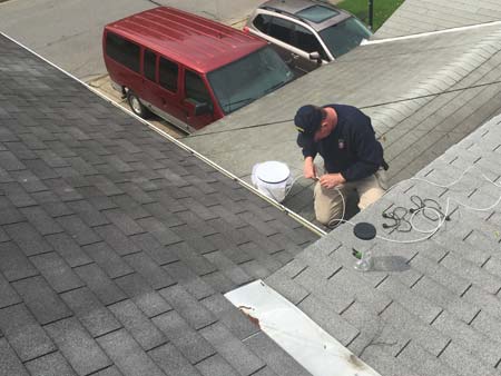 Setting up a nocturnal flight call microphone on roof